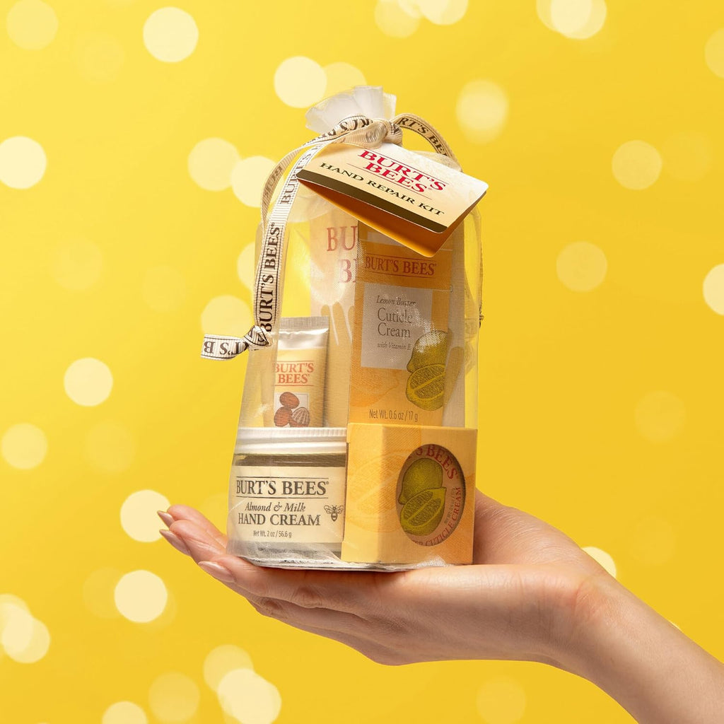 Hand Repair Set, 3 Hand Creams plus Gloves - Almond Milk, Lemon Butter Cuticle Cream, Shea Butter