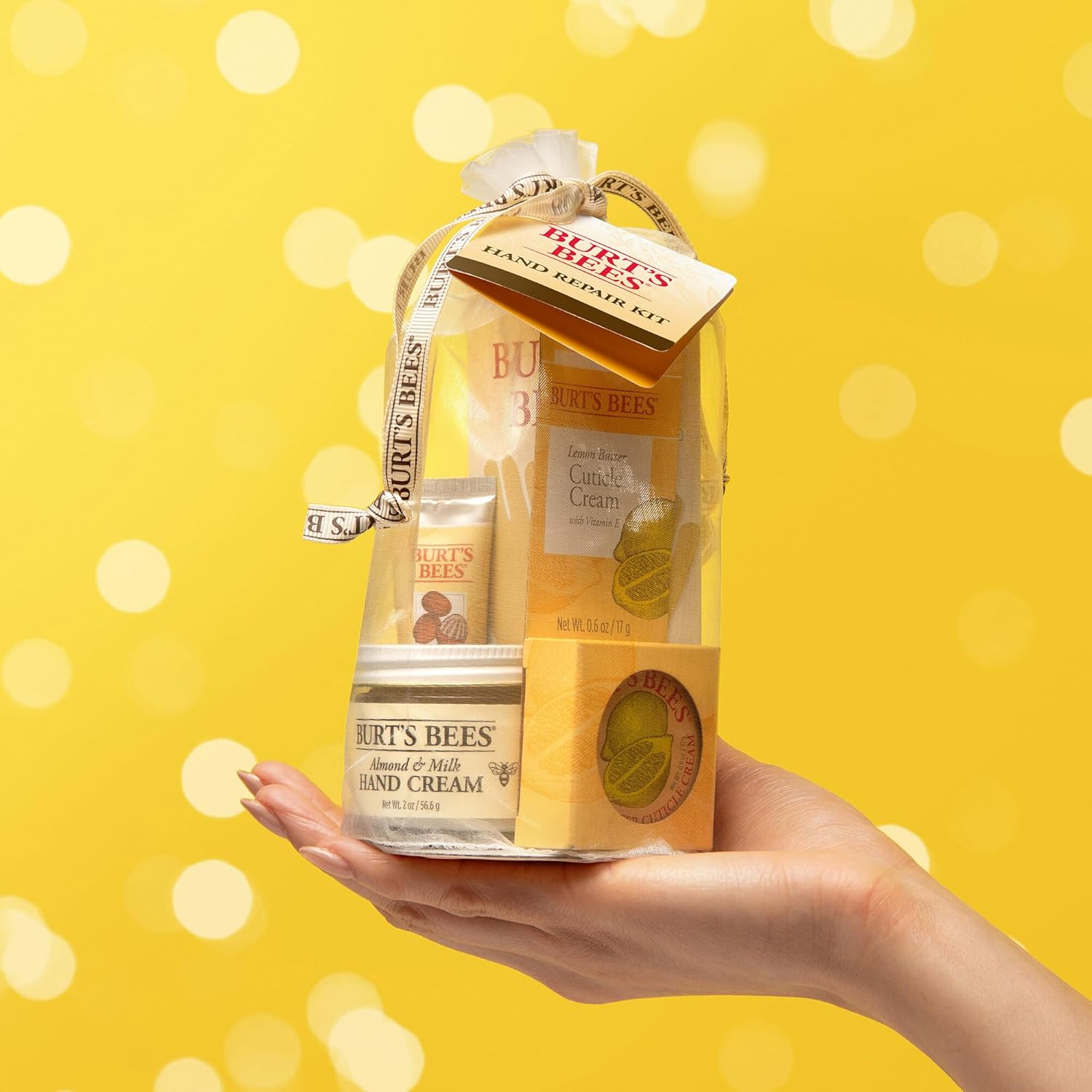 Hand Repair Set, 3 Hand Creams plus Gloves - Almond Milk, Lemon Butter Cuticle Cream, Shea Butter