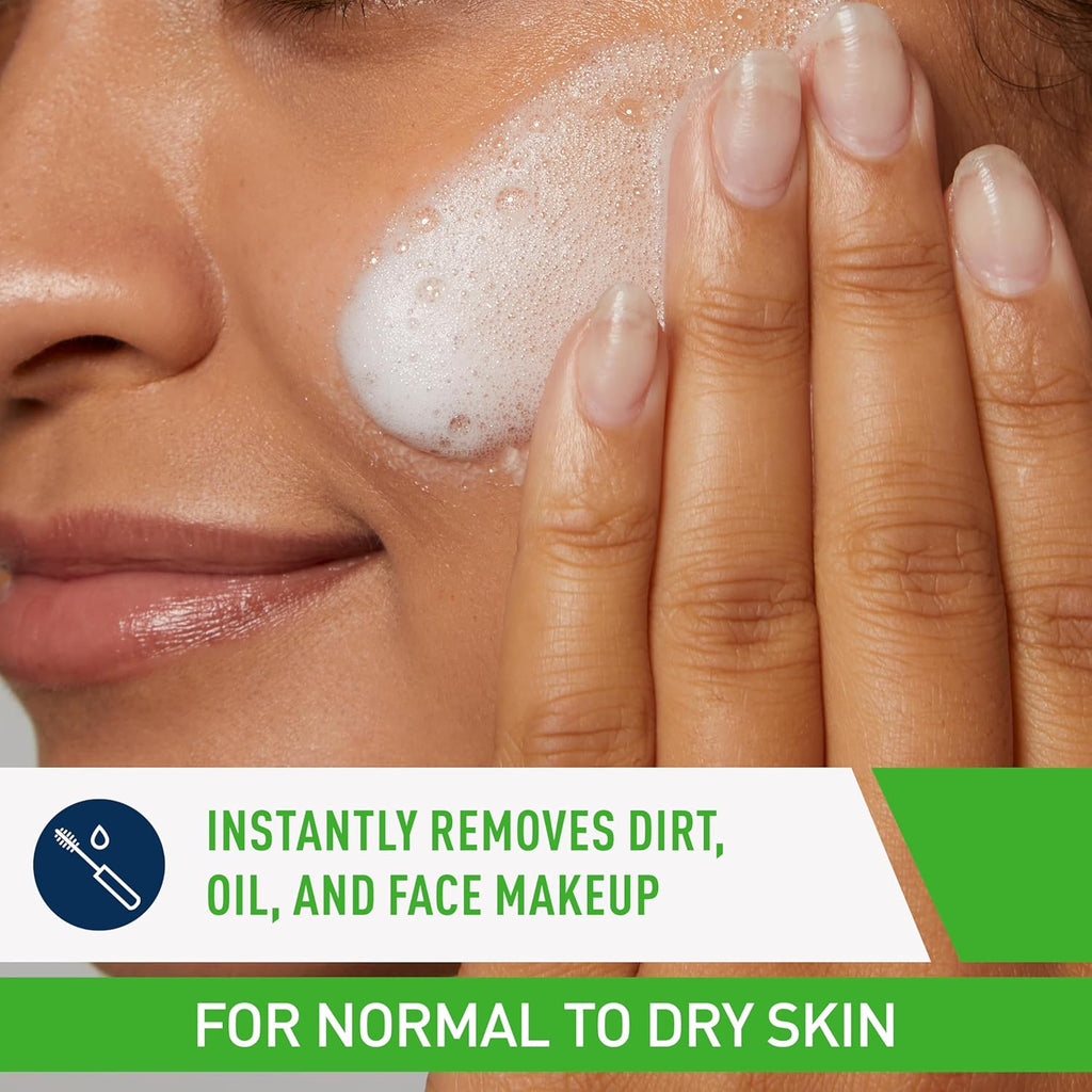 CeraVe Hydrating Cream To Foam Cleanser, Makeup Remover Face Wash For Dry Skin, Hyaluronic Acid