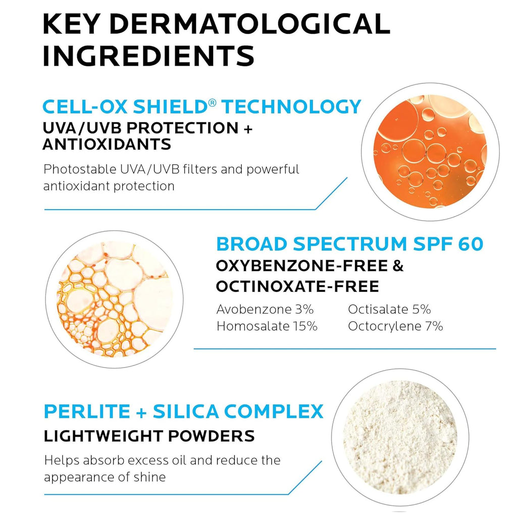 La Roche-Posay Anthelios Clear Skin Sunscreen Dry Touch SPF 60, Oil Free, For Face, Antioxidants