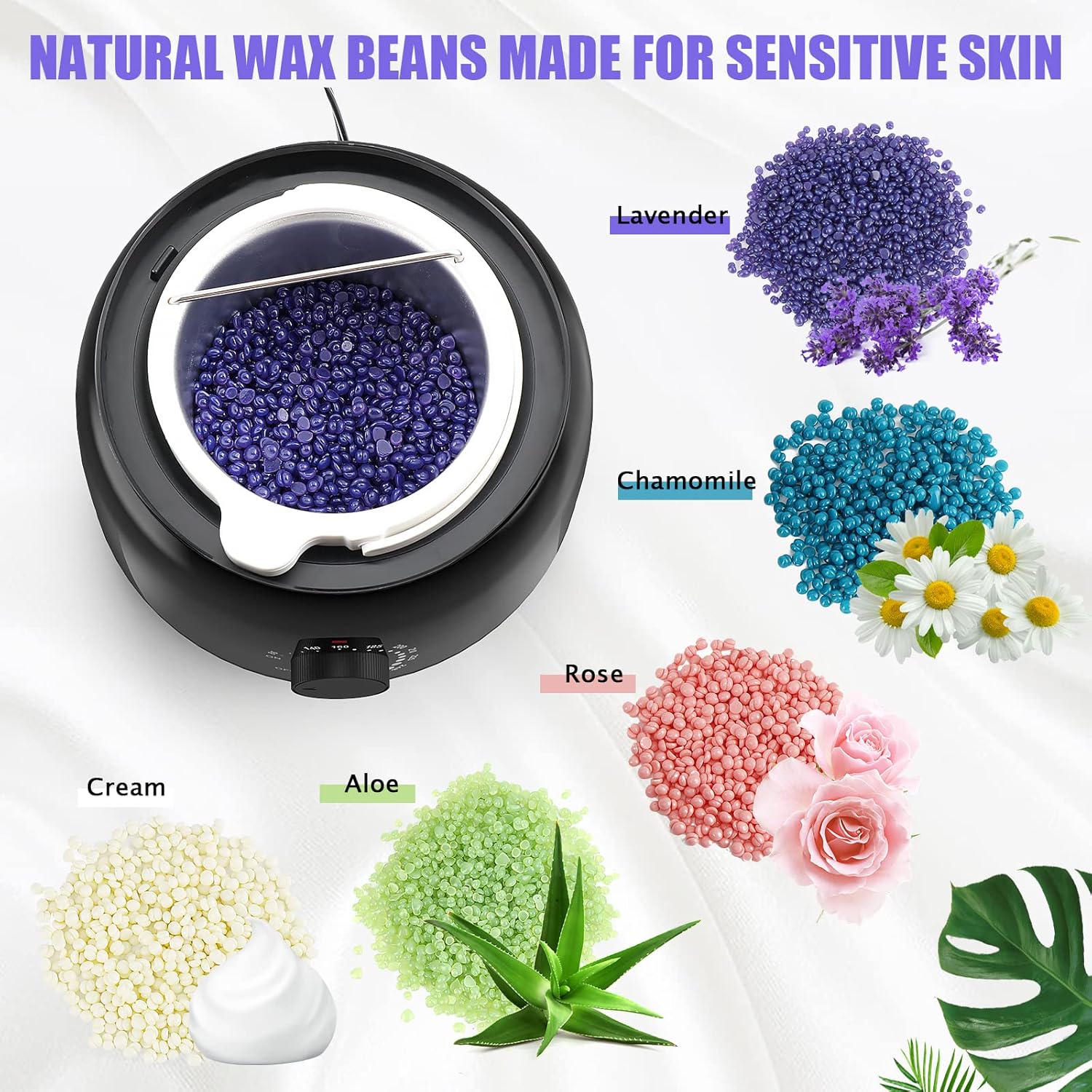 Waxing Kit - TIKESI Wax Warmer for Hair Removal, with 14oz 5 Bags Hard Wax Beans for Full Body&Face