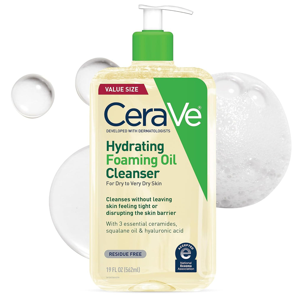 CeraVe Hydrating Foaming Oil Cleanser, Moisturizing for Face & Body, Squalane Oil + Hyaluronic Acid