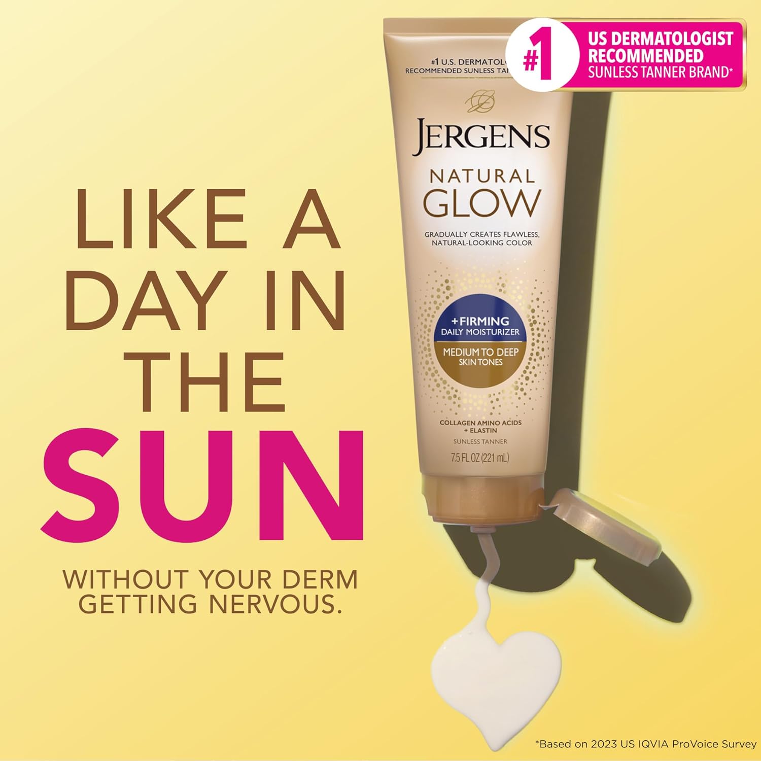 Jergens Natural Glow +Firming Self Tanner Body Lotion, Medium to Deep Skin Tone, Collagen &Elastin