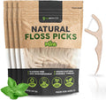 Biodegradable Floss Picks -Natural Straw Wheat Handle | Thin &Durable Thread for Tight Gaps | Gentle