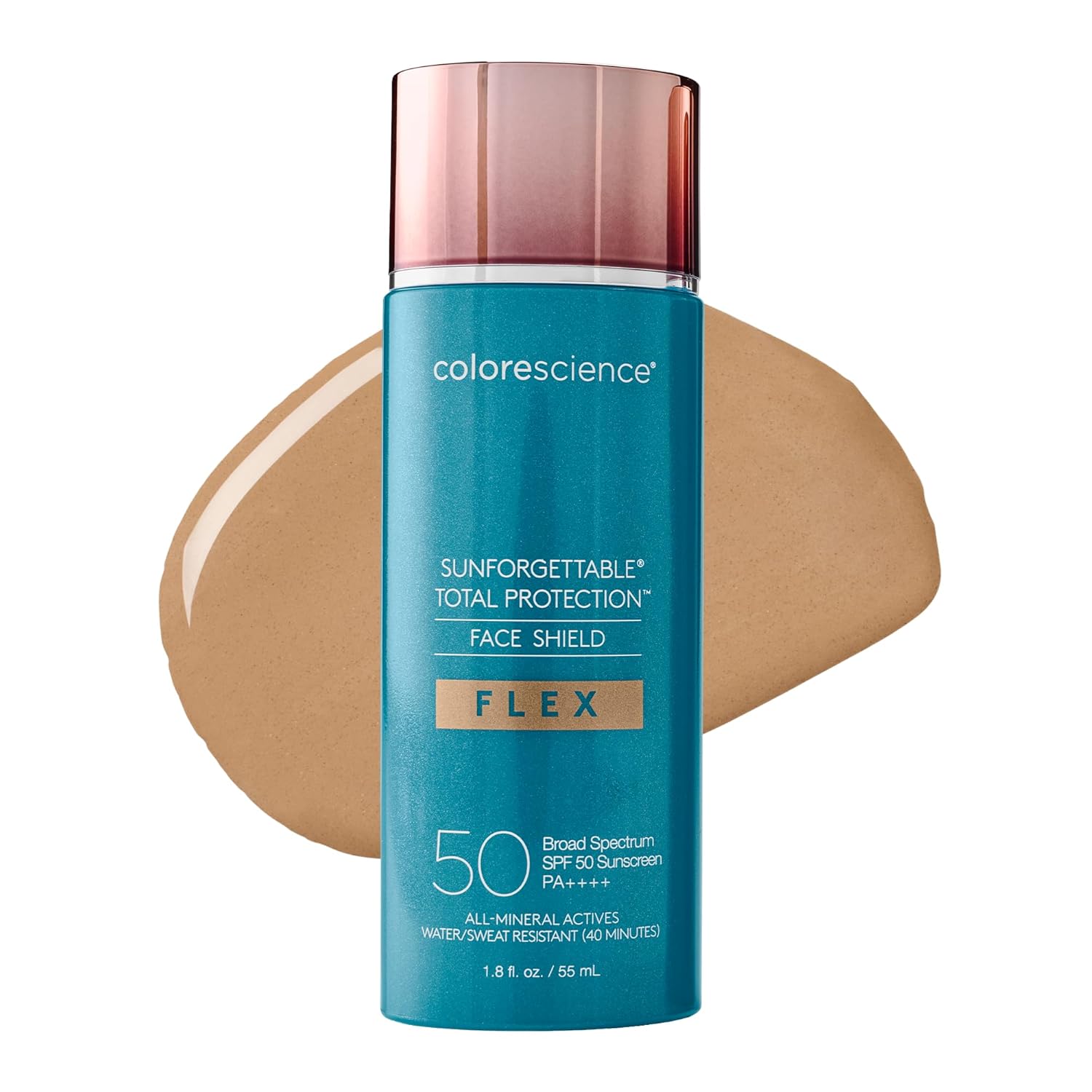 Colorescience 50 to 70 SPF Total Protection Face Shield Flex SPF 50, Zinc Oxide Formula, Tan, 1.8 oz