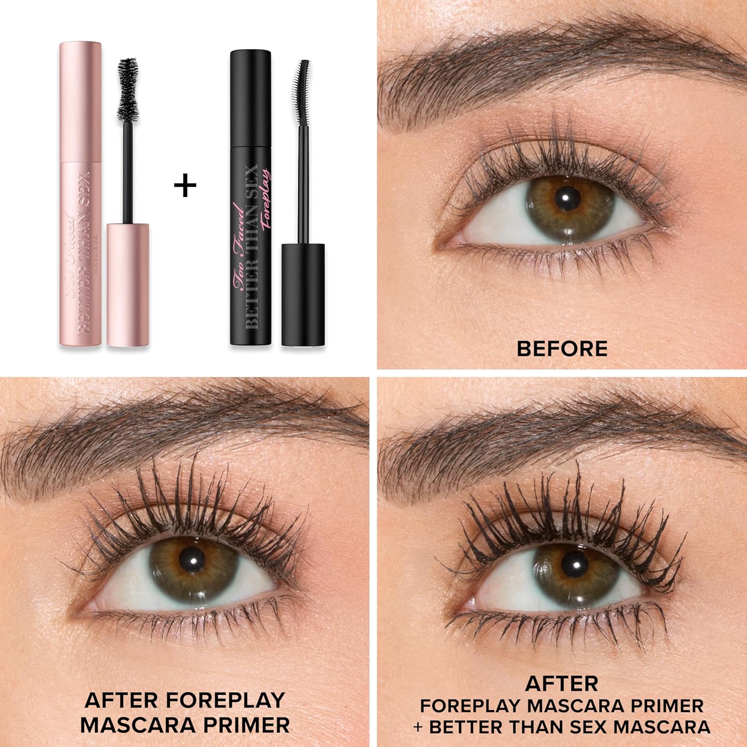 Too Faced Better Than Sex Volumizing Mascara | False Lash Effect, Volume, Length, Curling + Peptides