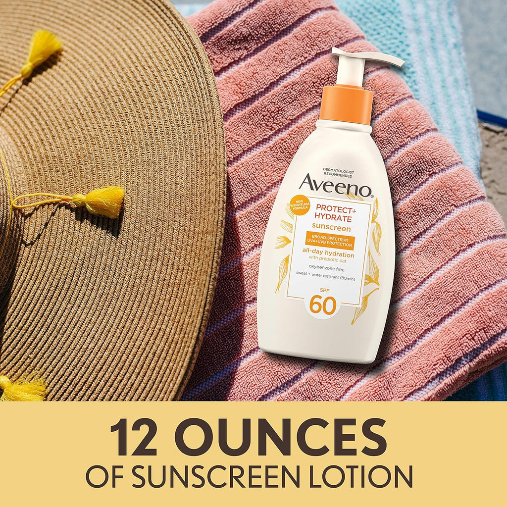 Aveeno Protect +Hydrate Sunscreen Moisturizing Body Lotion with Prebiotic Oat, Broad Spectrum SPF 60