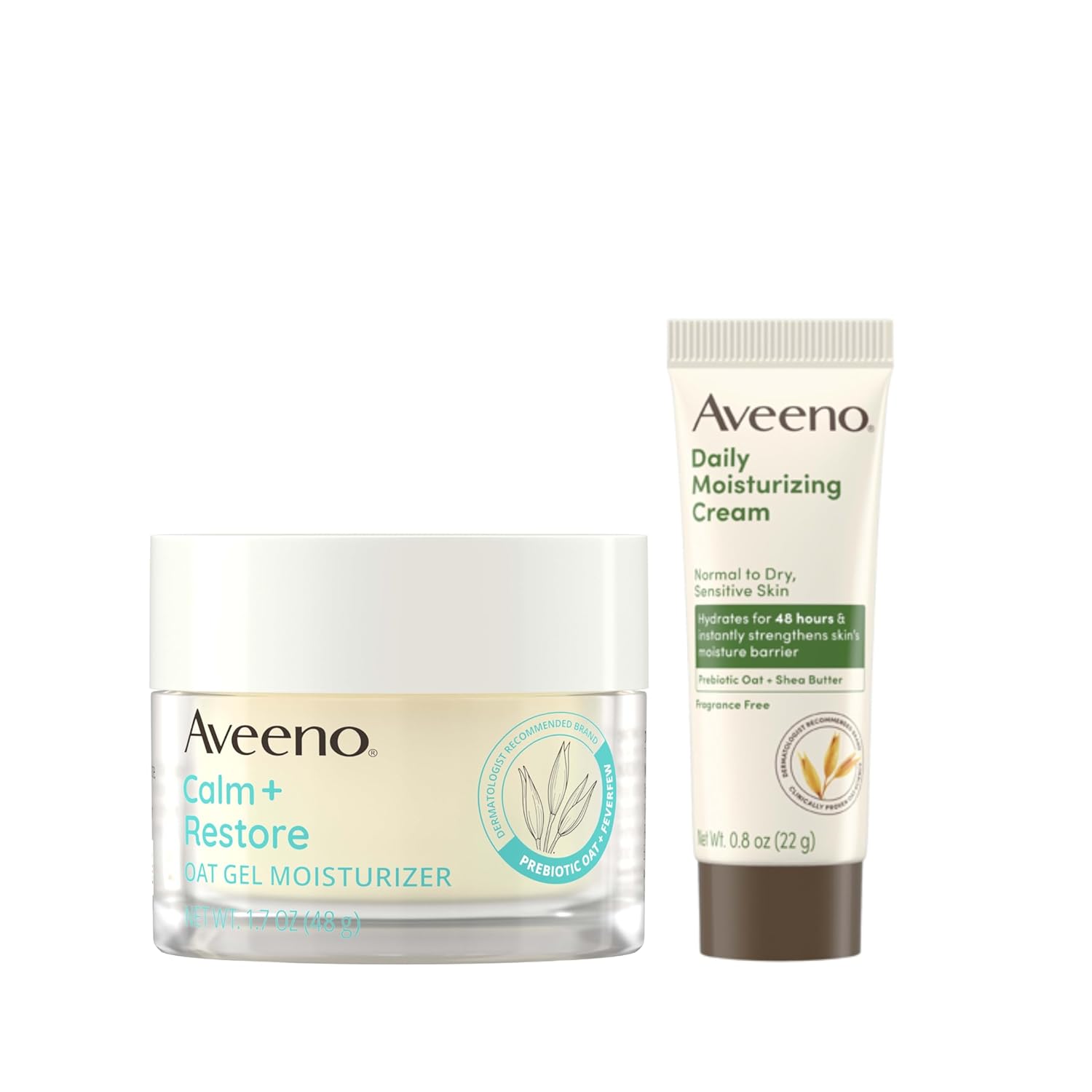 Aveeno Sensitive Skin Moisturizer Bundle, Calm + Restore Oat Gel Facial Moisturizer, & Daily Cream