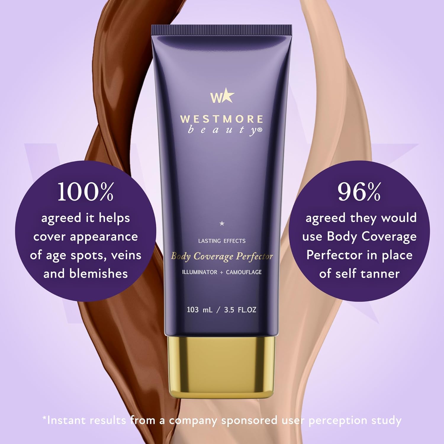 Westmore Beauty Body Coverage Perfector – Waterproof Leg & Body, Tattoo Cover Up Makeup, 7 oz.