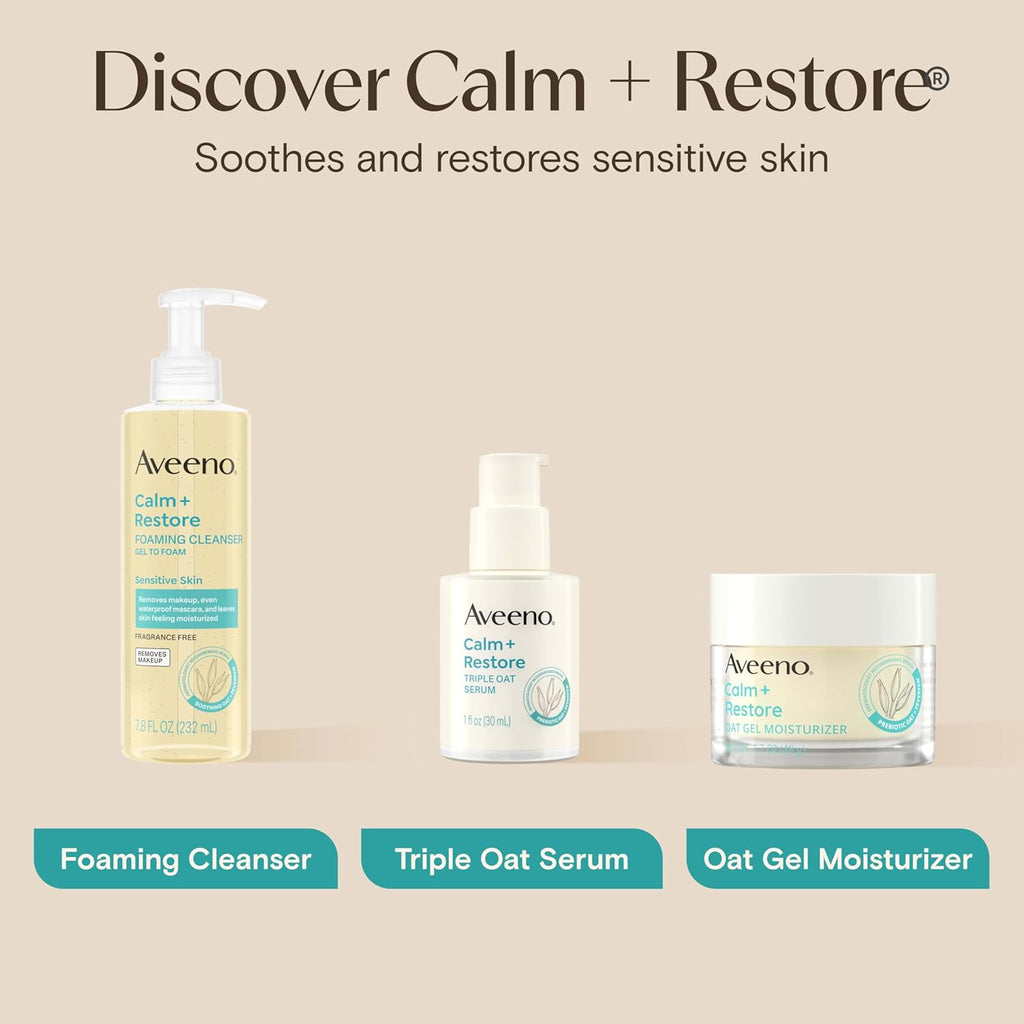 Aveeno Sensitive Skin Moisturizer Bundle, Calm + Restore Oat Gel Facial Moisturizer, & Daily Cream