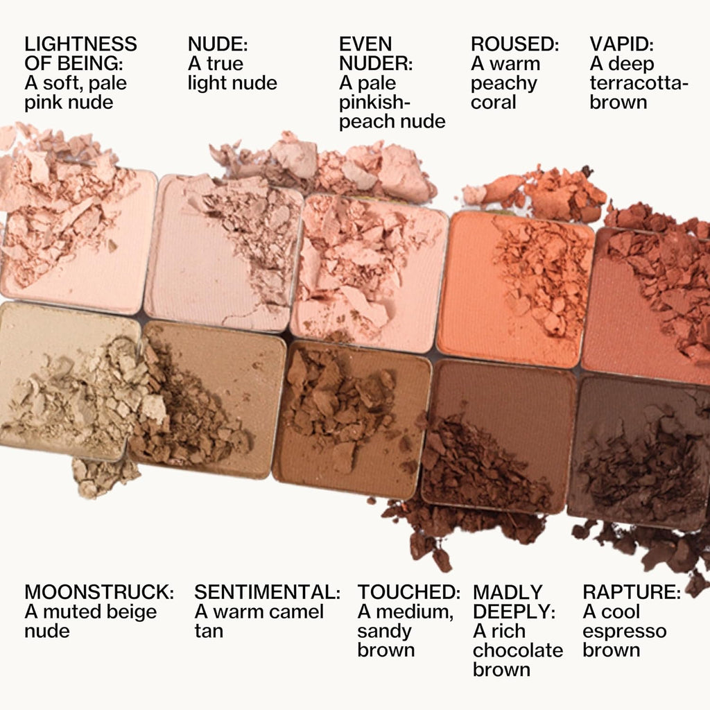 Pacifica Pink Nudes Mineral Eyeshadow Palette, 10 Neutral Shades, For Natural or Smoky Eye Look