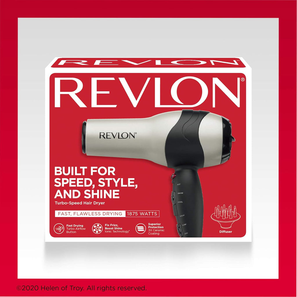 REVLON Turbo Hair Dryer with Advanced Ionic Technology, Ceramic Coating | Heat & Cold Shot Features