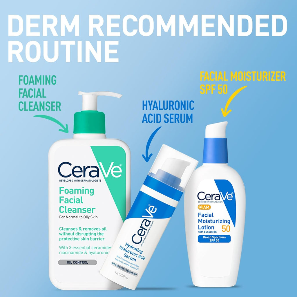 CeraVe AM Facial Moisturizing Lotion SPF 50, Hyaluronic Acid, Niacinamide & Ceramides
