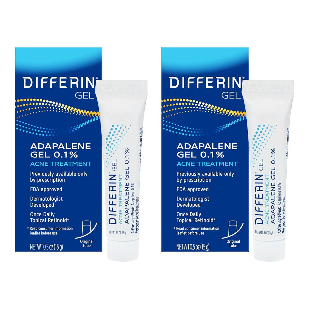 Differin Acne Treatment Gel, 60 Day Supply, Retinoid Treatment for Face with 0.1% Adapalene, Gentle