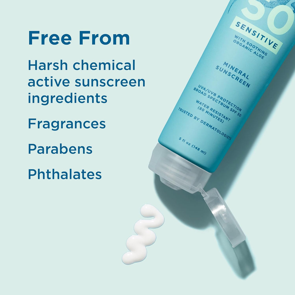BLUE LIZARD Sensitive Mineral Sunscreen with Zinc Oxide 50+ Water Resistant UVAUVB Protection, SPF50