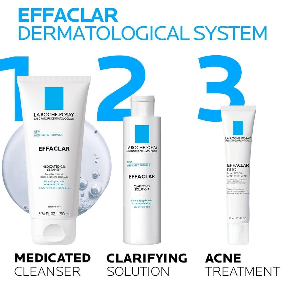 La Roche-Posay Effaclar Medicated Gel Cleanser, 2% Salicylic Acid Cleanser +LHA +Glycerin, Foaming