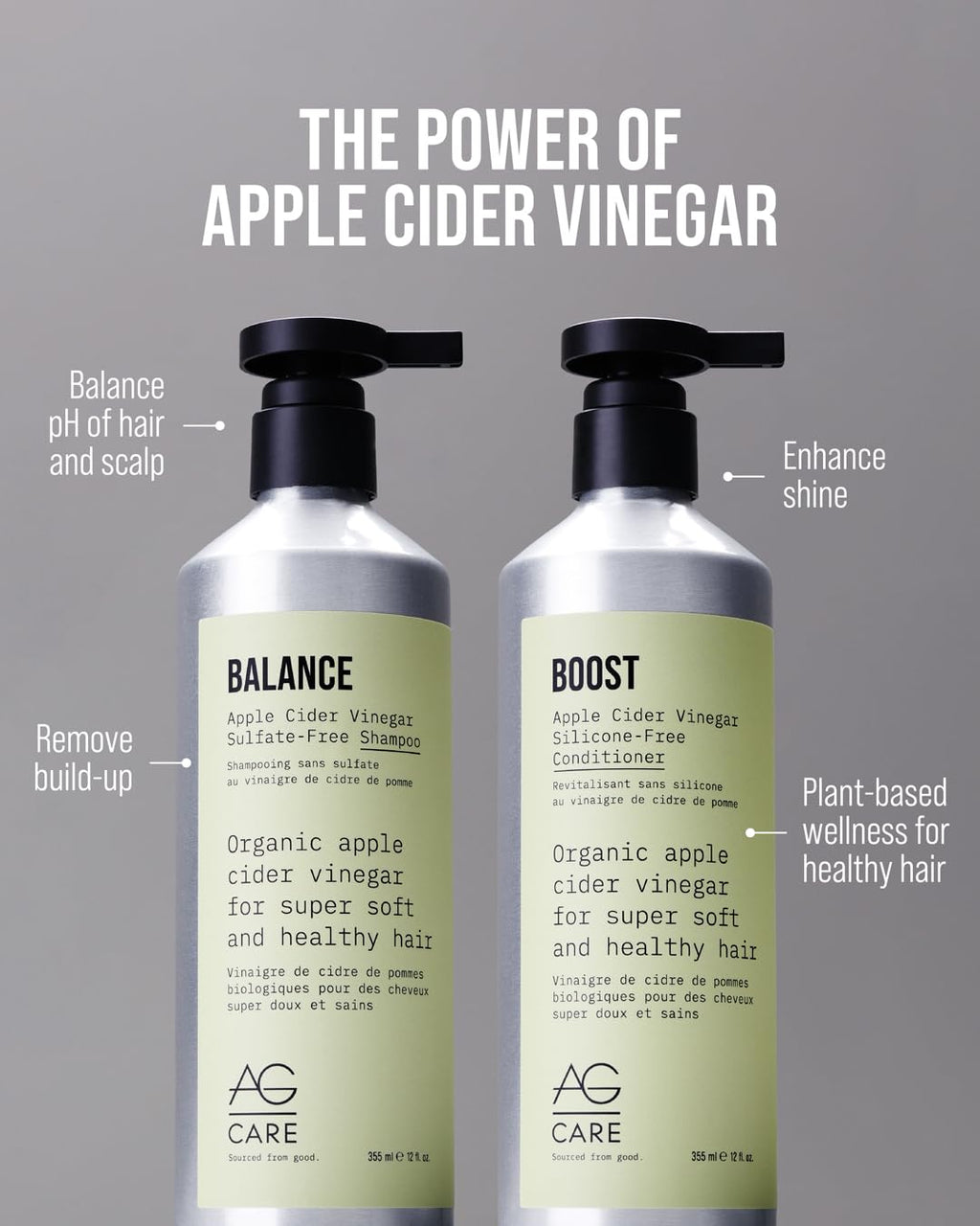 AG Hair Balance Apple Cider Vinegar Sulfate-Free Shampoo, 12 Fl Oz