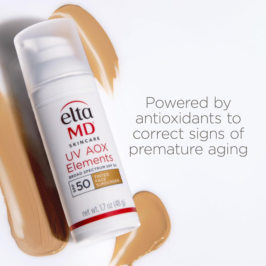 EltaMD UV AOX Elements Tinted Mineral Face Sunscreen Lotion, Tinted Moisturizer for Face SPF 50