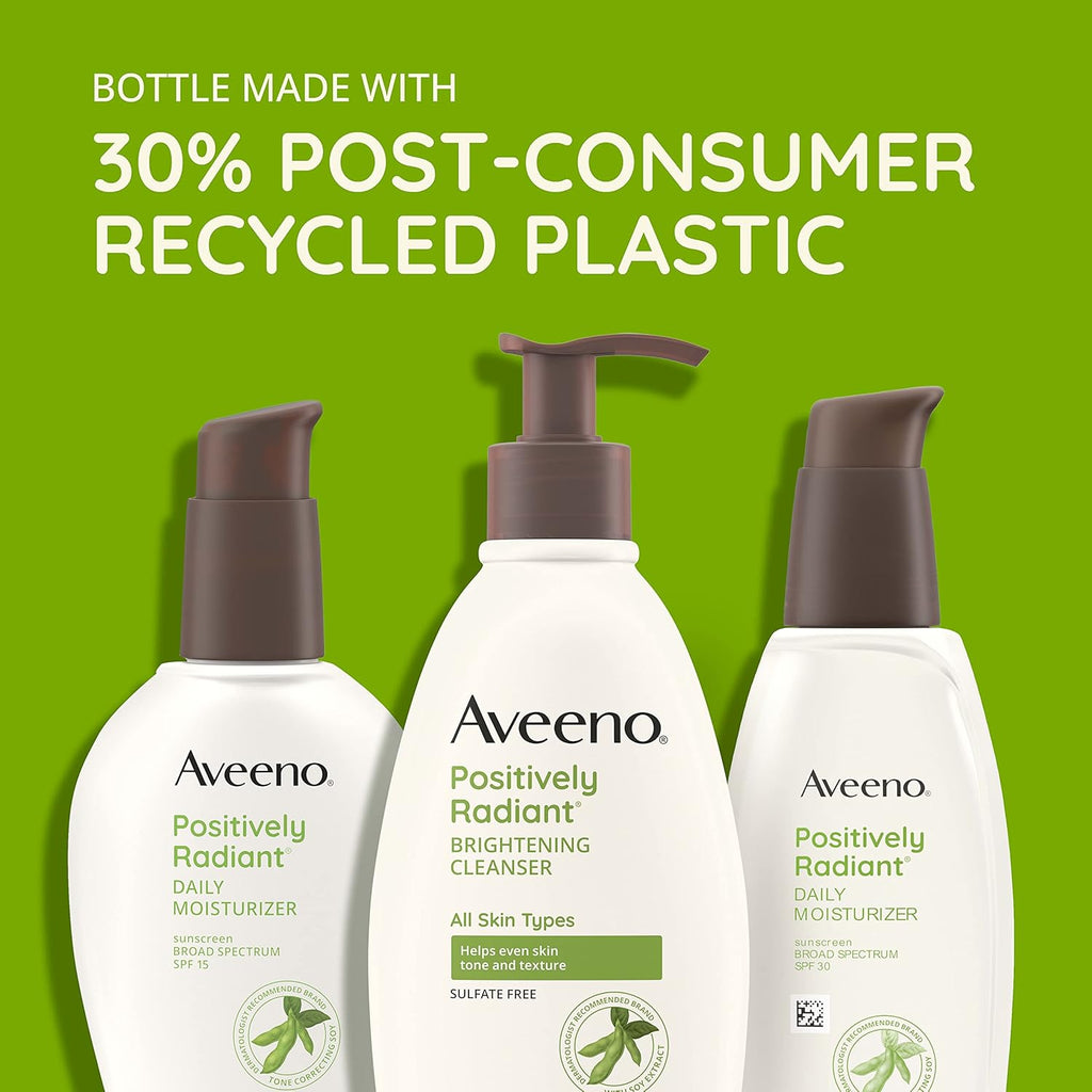 Aveeno Positively Radiant Daily Face Moisturizer with SPF 15 Sunscreen, Hydrating Soy Extract