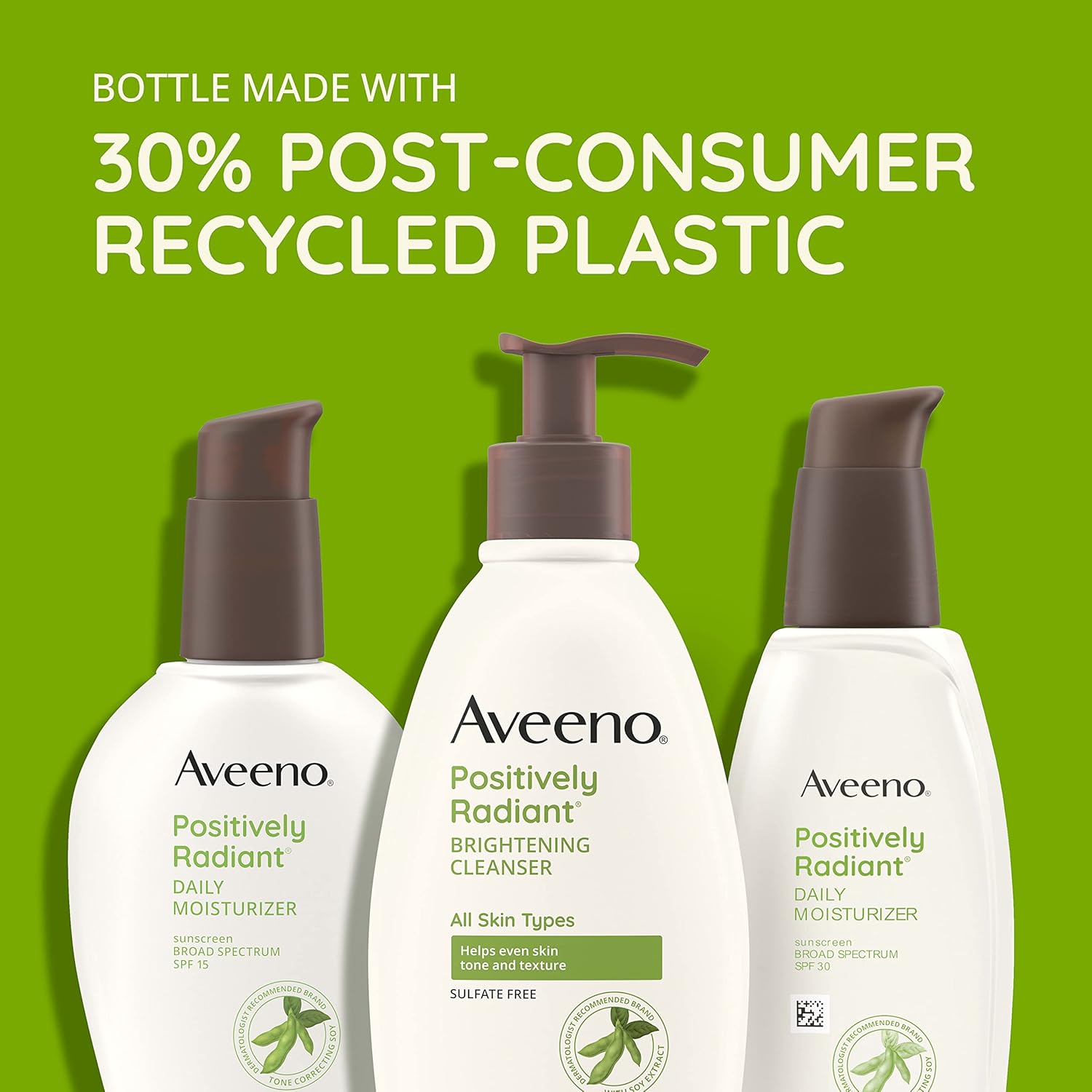 Aveeno Positively Radiant Daily Face Moisturizer with SPF 15 Sunscreen, Hydrating Soy Extract