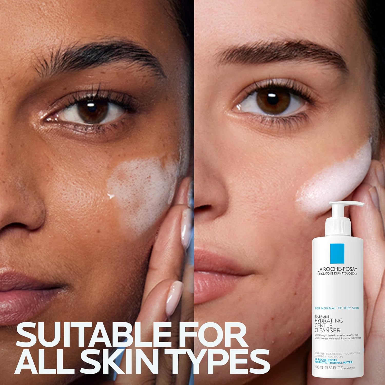 La Roche-Posay Toleriane Hydrating Gentle Facial Cleanser, Daily with Niacinamide and Ceramides