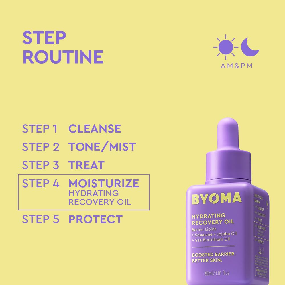 BYOMA Hydrating Recovery Oil - Squalane, Jojoba Oil & Seabuckthorn Oil - Instant Radiant, Glowy Skin