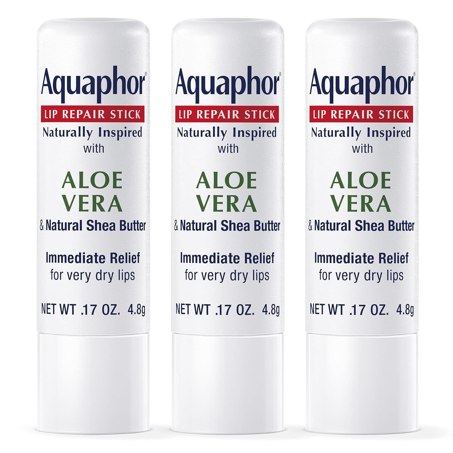 Aquaphor Naturally Inspired Lip Repair Stick with Aloe Vera and Natural Shea Butter, Hydrating Balm
