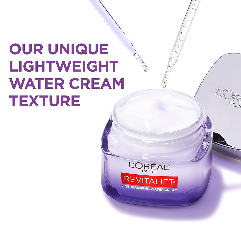 L'Oreal Paris Revitalift Moisturizer, Hyaluronic Acid Water Cream with Ceramides, Deeply Hydrating