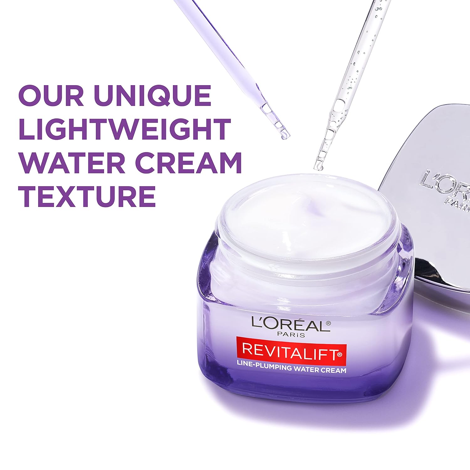 L'Oreal Paris Revitalift Moisturizer, Hyaluronic Acid Water Cream with Ceramides, Deeply Hydrating