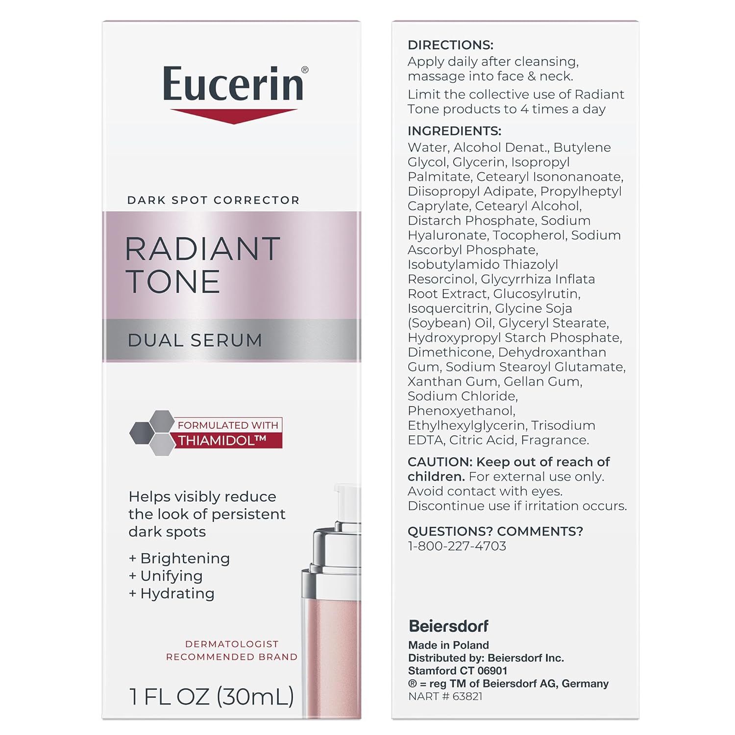 Eucerin Radiant Tone Dual Serum Dark Spot Corrector, Dark Spot Serum, Thiamidol & Hyaluronic Acid