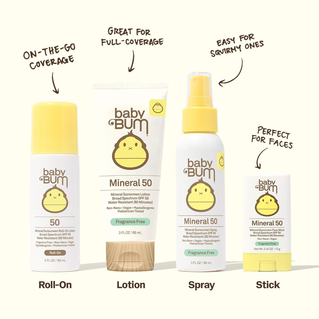 Sun Bum Baby Bum Mineral SPF 50 Roll-On Sunscreen - Vegan, Without Octinoxate & Oxybenzone