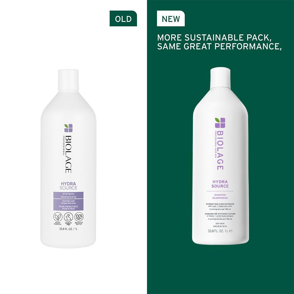Biolage Hydra Source Shampoo - Softens & Adds Shine, For Dry Hair, Infused with Fermented Aloe