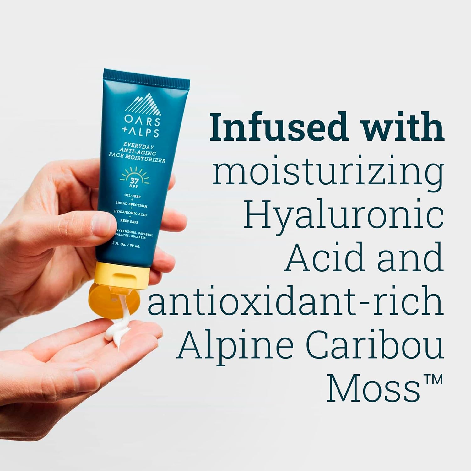 Oars + Alps Travel Sunscreen for Face & Everday Use, SPF 37 Anti Aging Body Lotion, Hyaluronic Acid