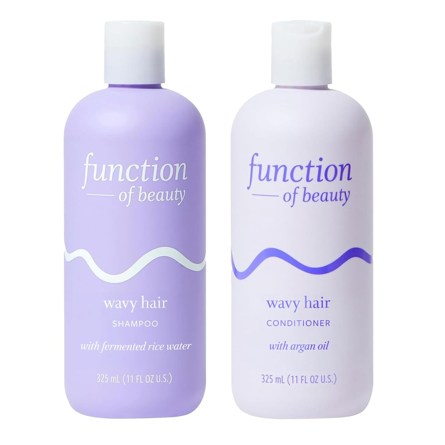Function of Beauty Wavy Hair Shampoo & Conditioner Set - Fermented Rice Water Strengthens, Argan Oil