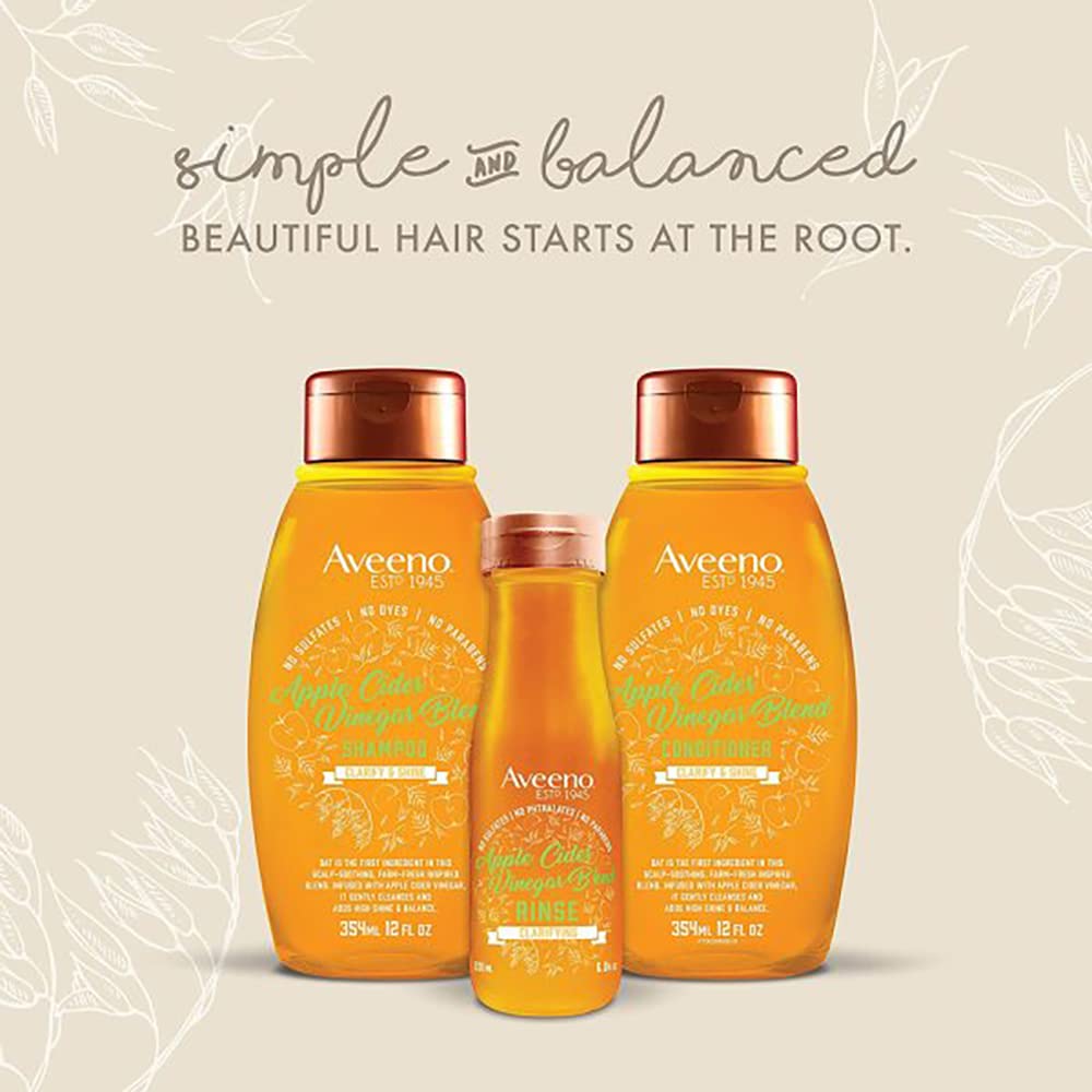 Aveeno Apple Cider Vinegar Shampoo +Conditioner for Balance &High Shine, Daily Clarifying &Soothing