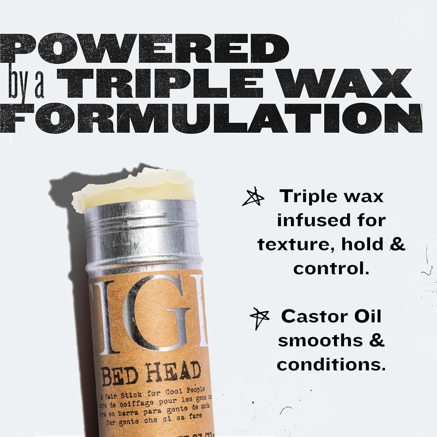 TIGI Bed Head Hair Wax Stick for a Soft, Pliable Hold, Hair Care Slick Back Styling Product, Beeswax