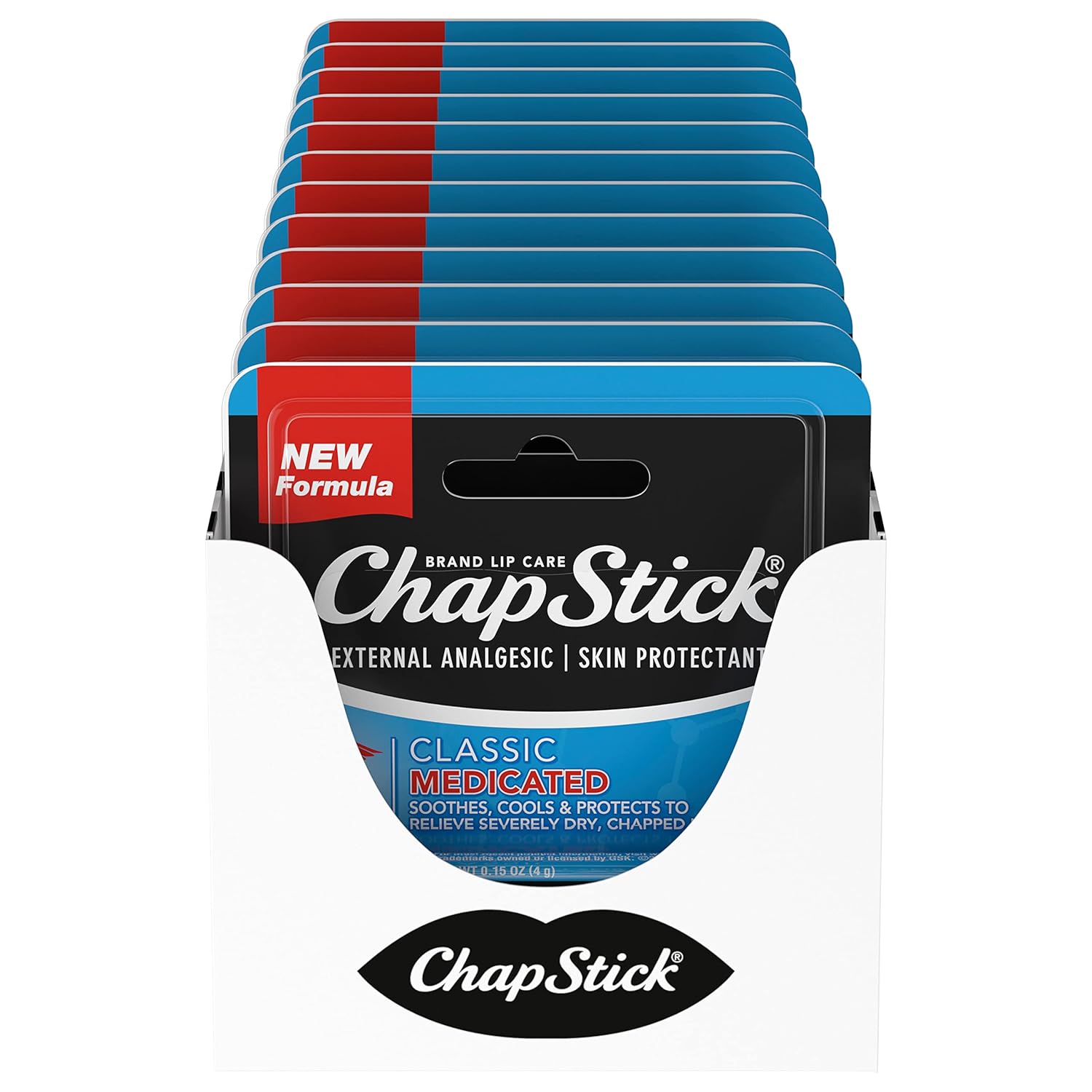 ChapStick Classic Medicated Lip Balm Tubes, Chapped Lips Treatment and Skin Protectant - 12 pack