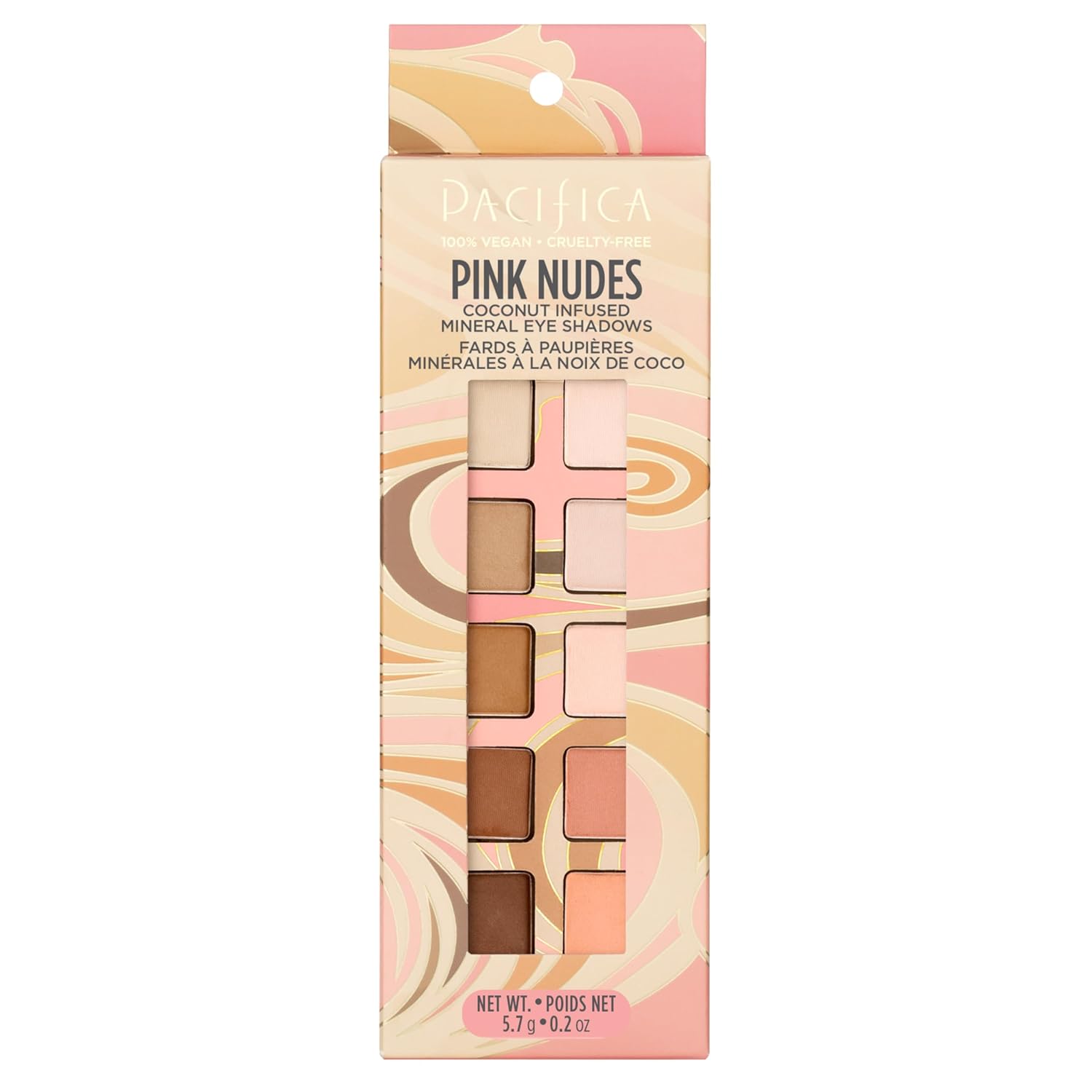 Pacifica Pink Nudes Mineral Eyeshadow Palette, 10 Neutral Shades, For Natural or Smoky Eye Look