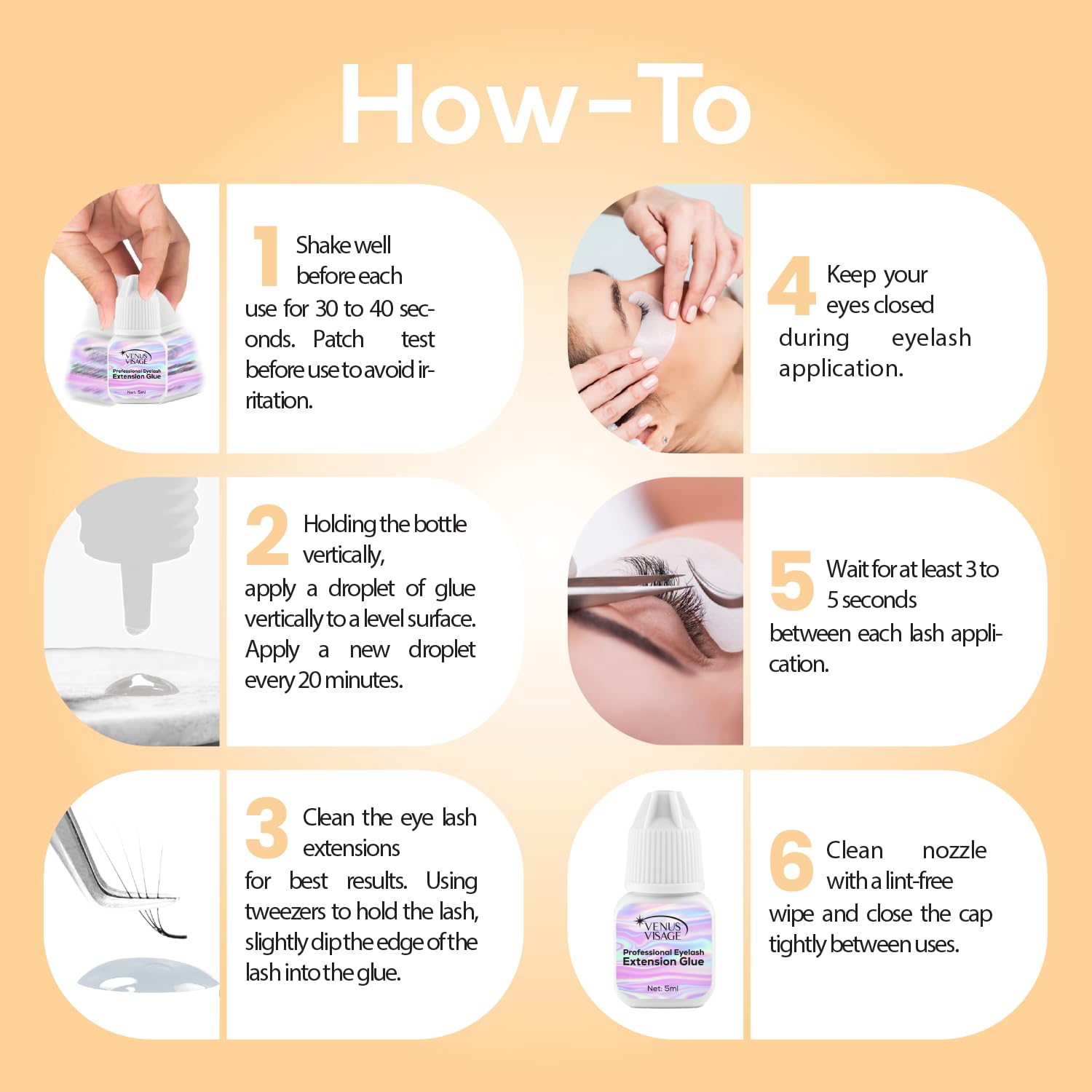 VENUS VISAGE Eyelash Glue for Professional Lash Extensions 1 2 Sec Dry Time & 6 7 Weeks Bonding