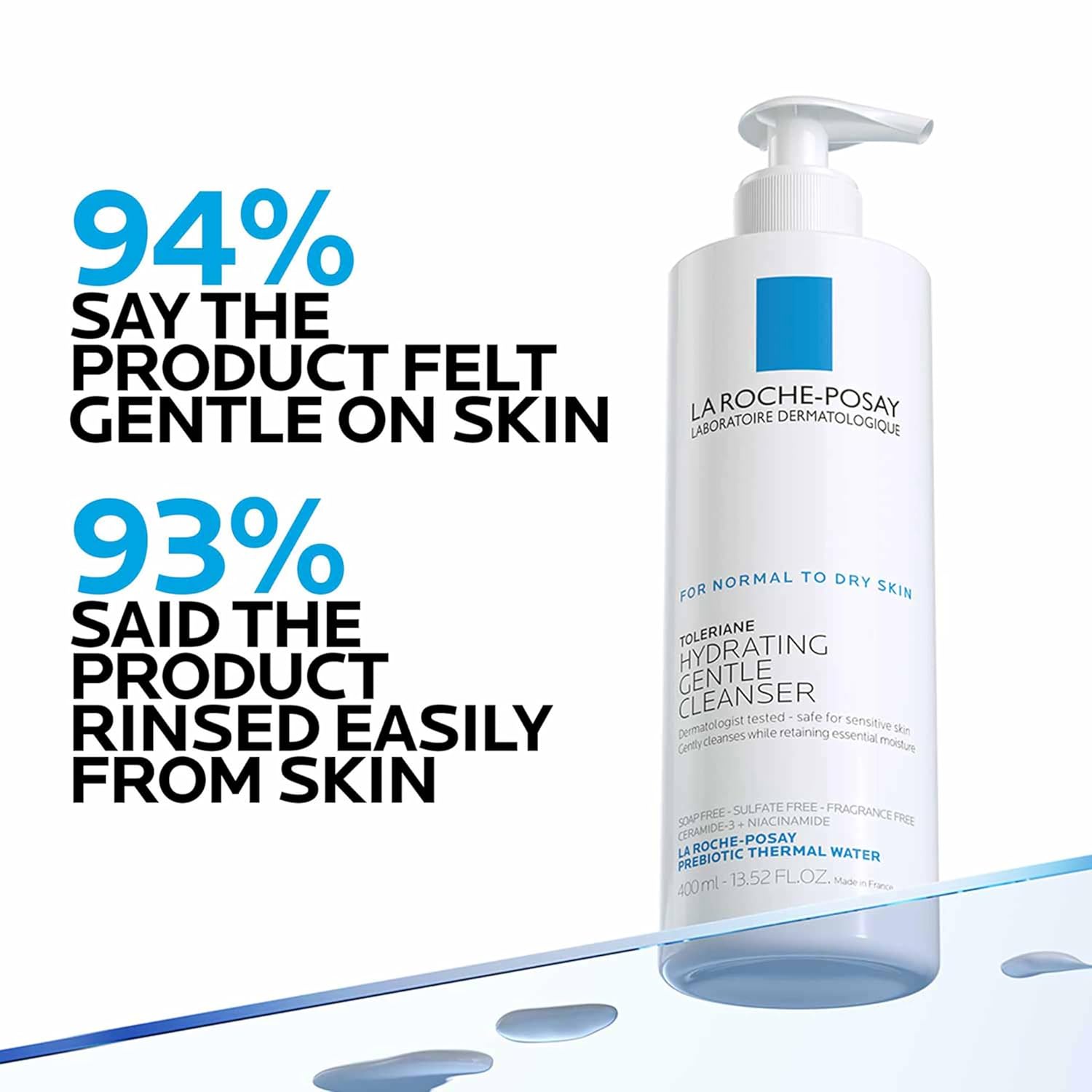 La Roche-Posay Toleriane Hydrating Gentle Facial Cleanser, Daily with Niacinamide and Ceramides