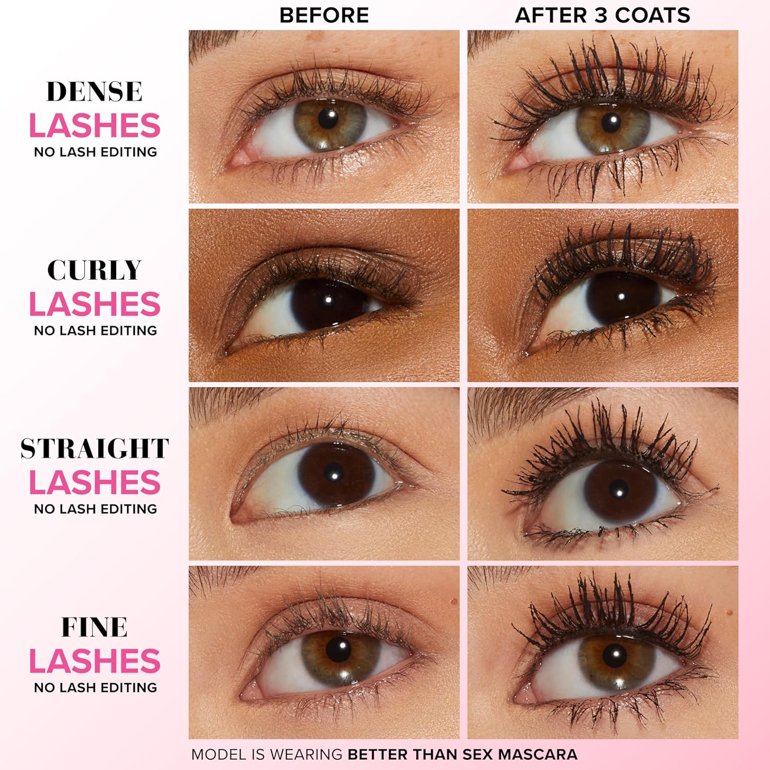 Too Faced Better Than Sex Volumizing Mascara | False Lash Effect, Volume, Length, Curling + Peptides