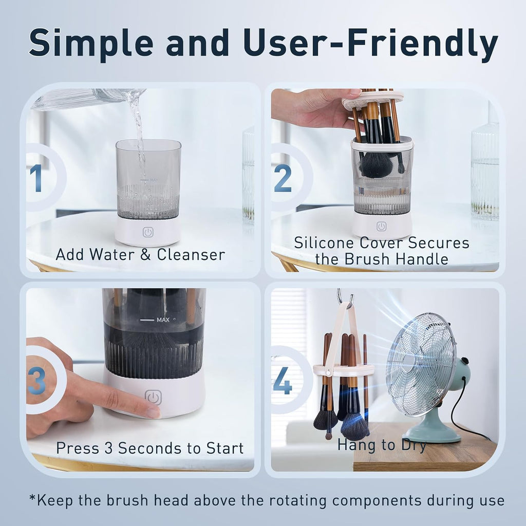 Electric Makeup Brush Cleaner - 9000 RPM, IP65 Waterproof Automatic Cleaner for Sponges &Brushes