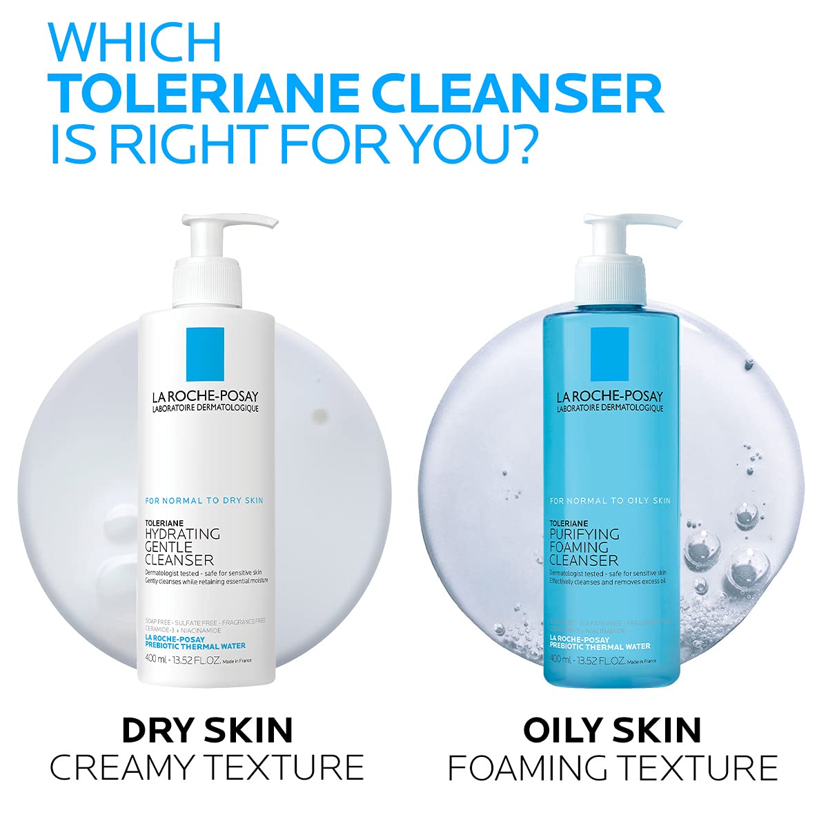 La Roche-Posay Toleriane Purifying Foaming Facial Cleanser, Niacinamide & Ceramides, Pore Cleanser