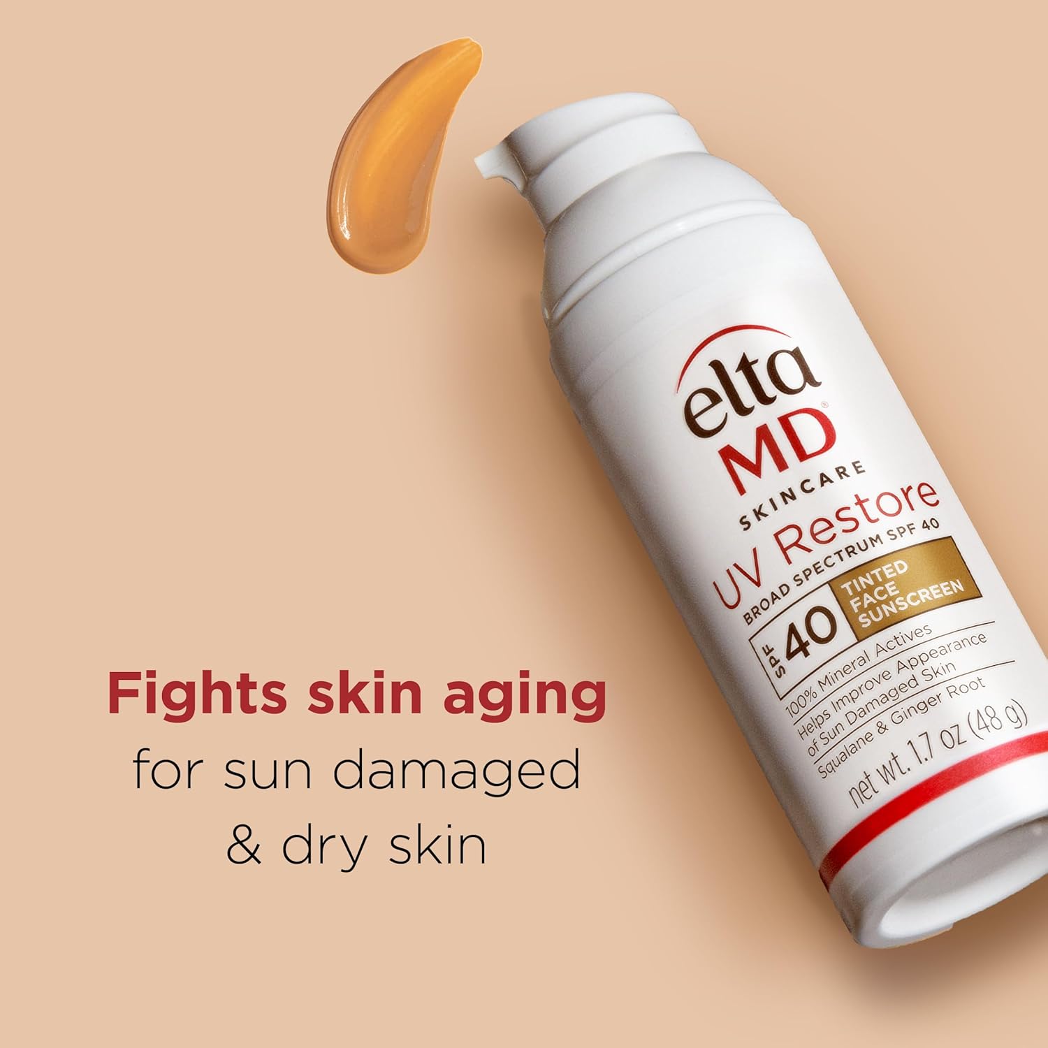 EltaMD UV Restore Tinted Sunscreen for Face SPF 40, Tinted Mineral Sunscreen for Sun Damaged Skin