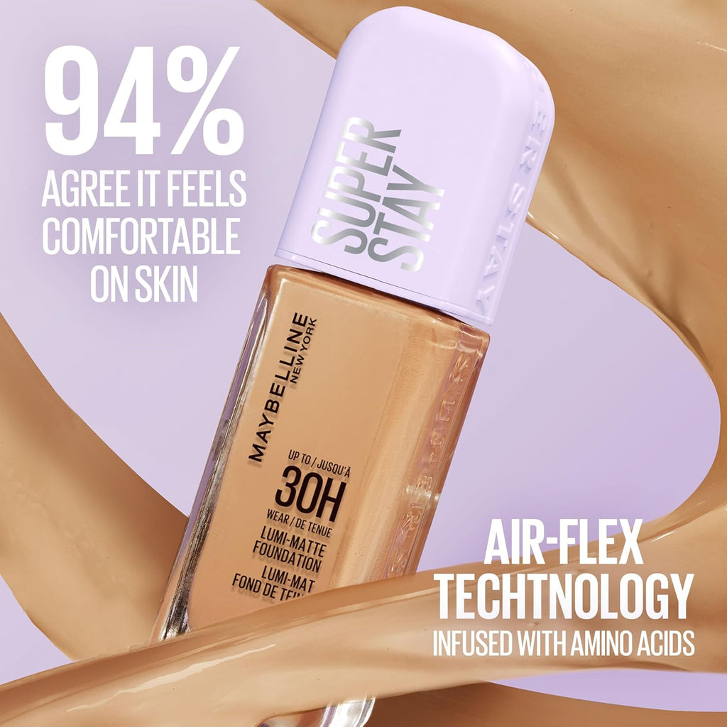 Maybelline Super Stay Lumi-Matte Foundation, Lightweight & Buildable Full Coverage, Up to 30HR Wear