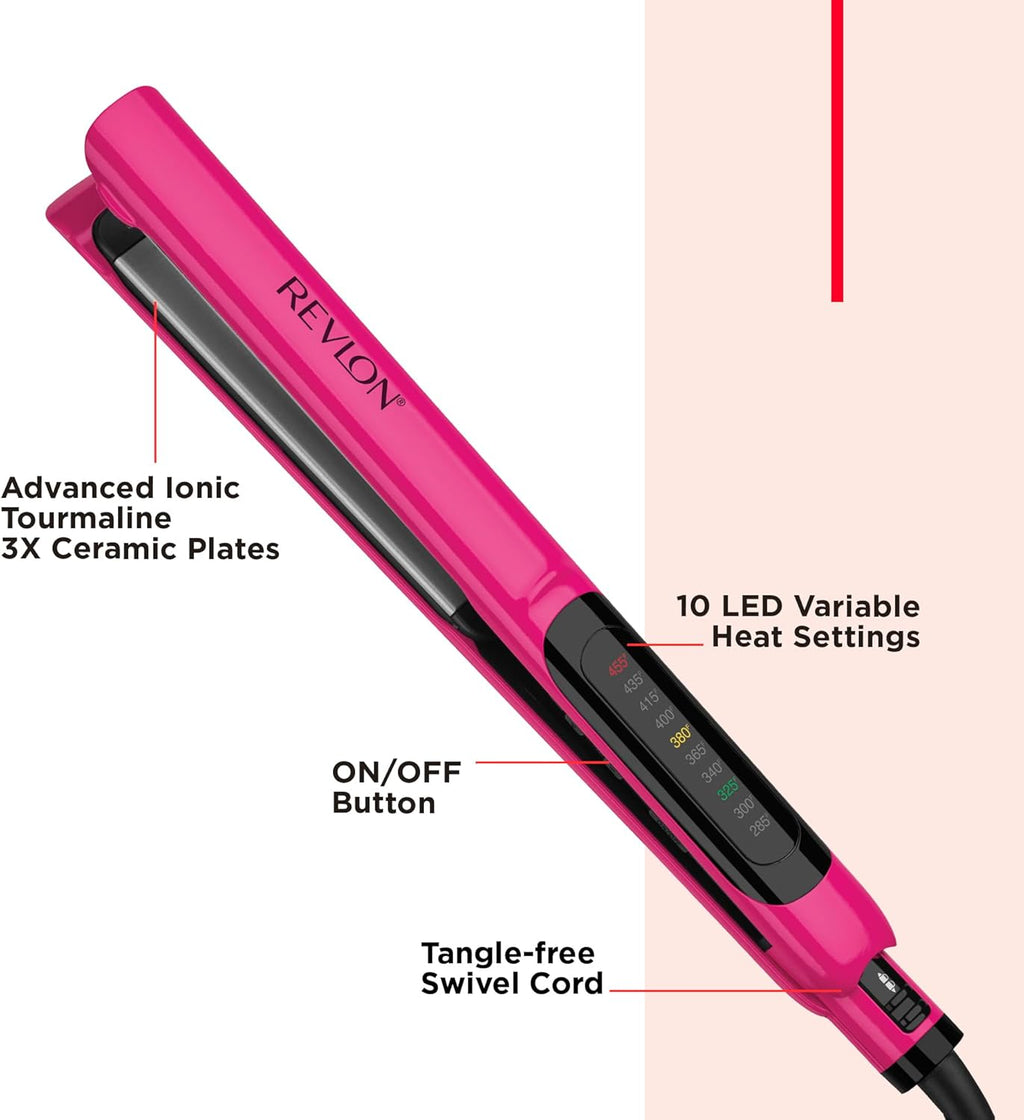 REVLON Ceramic Coated 1 Inch Flat Iron - Hair Straightener Helps Fight Frizz & Enhances Shine