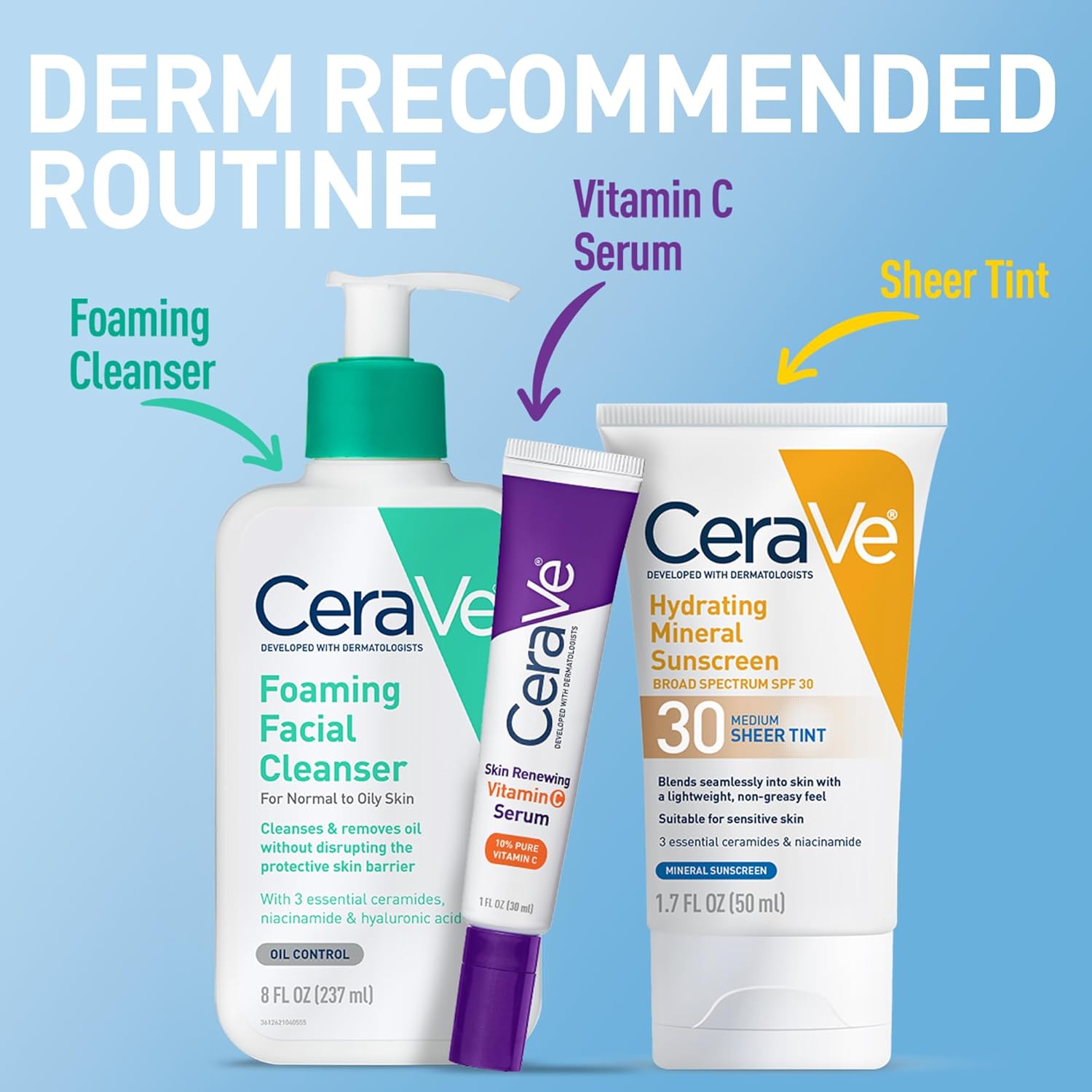 CeraVe Hydrating Mineral Sunscreen SPF30 with Sheer Tint, Tinted, Blends Seamlessly for Healthy Glow