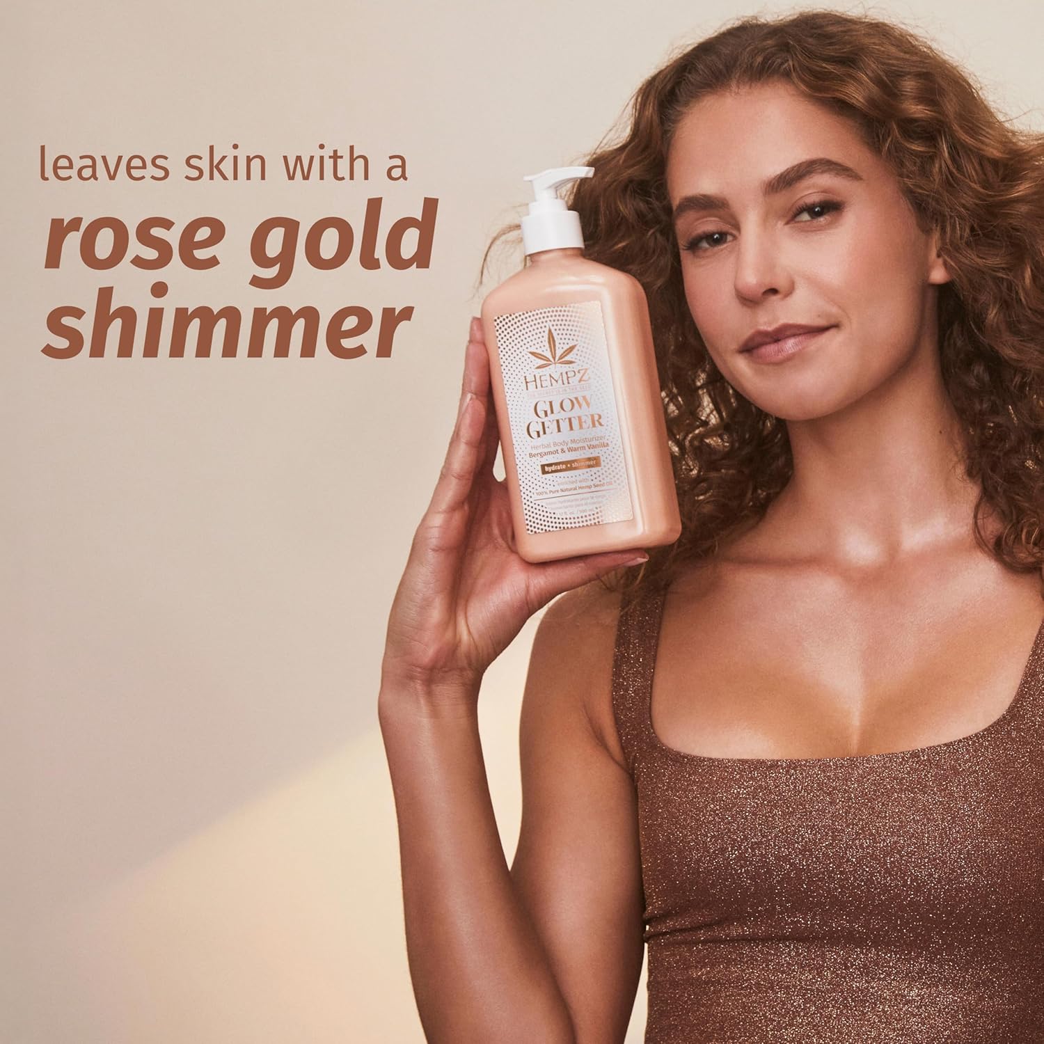 Hempz Glow Getter Body Lotion, Hydrating Moisturizer with Shimmer, 17 oz.