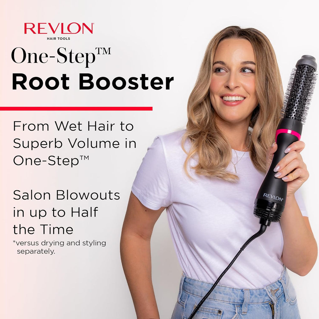 REVLON One-Step Hair Dryer & Styler - Root Booster Round Brush for Fast and Easy Blow-Out (1-1/2 in)