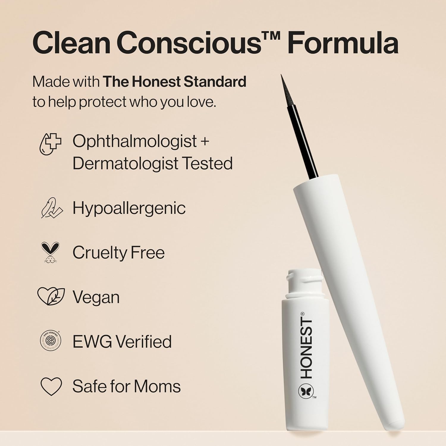 Honest Beauty Longlasting Liquid Eyeliner | Smudge+Flake Proof, Precise Application | Hypoallergenic